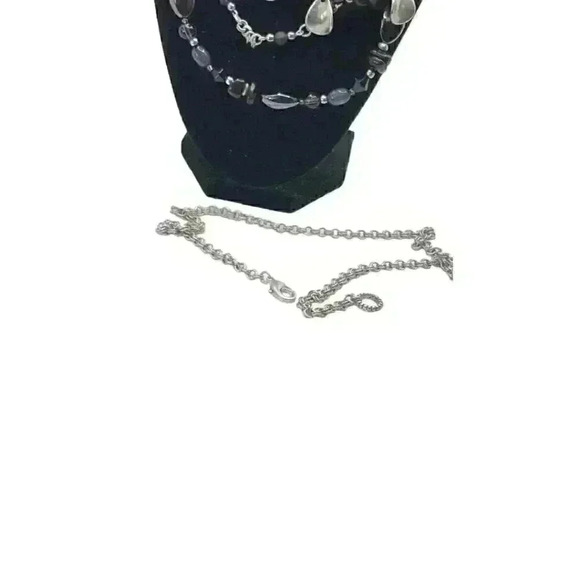Premier Designs Necklace Long Multi-Strand Shiny Silver-Tone 18-38 Inches - Picture 2 of 4
